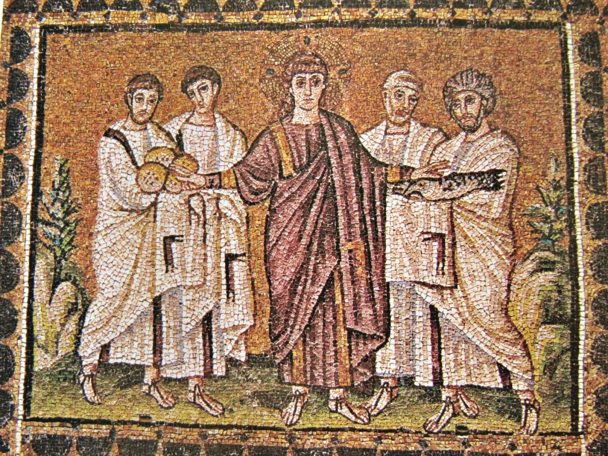 unknown-artist-the-miracle-of-the-loaves-and-fishes-st-apollinare-nuovo-ravenna-italy-6th-c